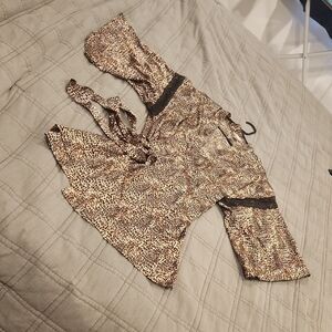 Victoria's Secret Leopard Print Robe with Black Lace Size XS!